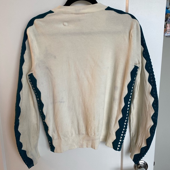 Tory Burch cardigan sweater. Cream and green size M - Picture 2 of 2